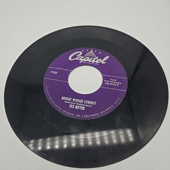 Boogie Woogie Cowboy / Hes A Cowboy Auctioneer by Tex Ritter 45 RPM Vinyl Record - Picture 4 of 4